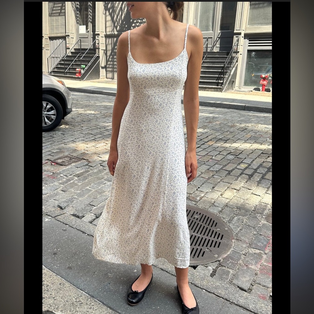 Brandy Melville White Floral Midi Dress